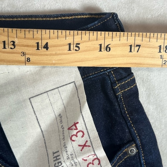 NWT Banana Republic 33W 34L Men's Navy Straight Fit Dark Wash Jeans - Picture 9 of 11